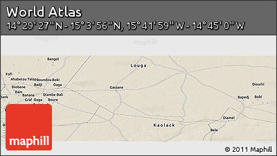 Shaded Relief Panoramic Map of the Area around 14° 46' 42" N, 15° 13' 29" W