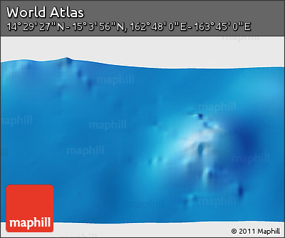 Physical 3D Map of the Area around 14° 46' 42" N, 163° 16' 30" E