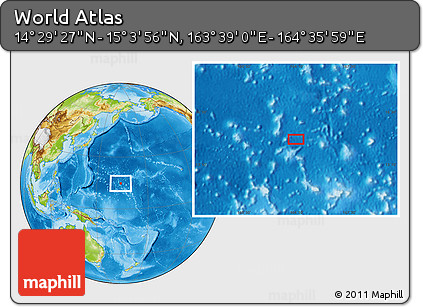 Physical Location Map of the Area around 14° 46' 42" N, 164° 7' 30" E