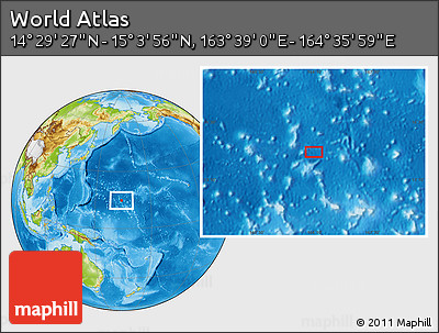 Physical Location Map of the Area around 14° 46' 42" N, 164° 7' 30" E