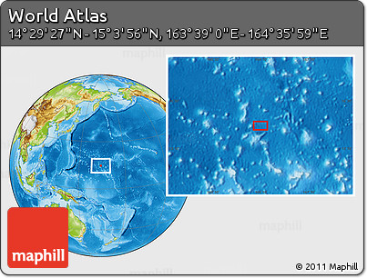 Physical Location Map of the Area around 14° 46' 42" N, 164° 7' 30" E