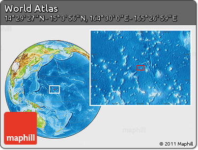 Physical Location Map of the Area around 14° 46' 42" N, 164° 58' 29" E