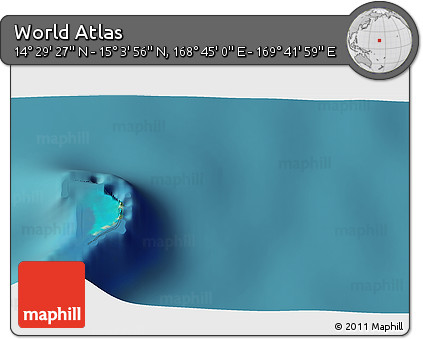 Satellite 3D Map of the Area around 14° 46' 42" N, 169° 13' 29" E