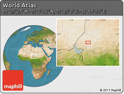 Satellite Location Map of the Area around 14° 46' 42" N, 16° 13' 30" E