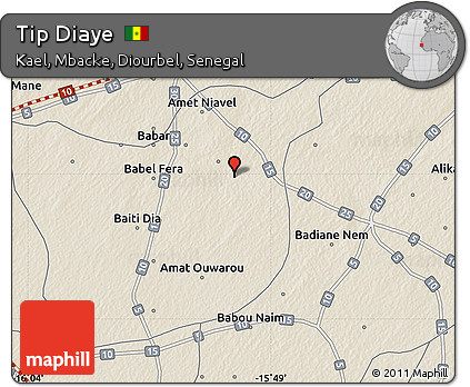 Shaded Relief Map of Tip Diaye