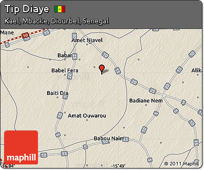 Shaded Relief Map of Tip Diaye
