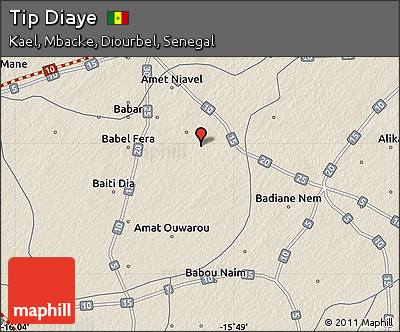 Shaded Relief Map of Tip Diaye