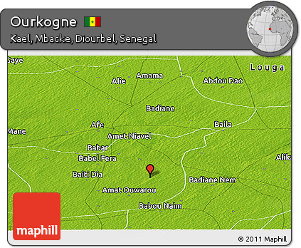 Physical Panoramic Map of Ourkogne