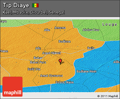 Political Panoramic Map of Tip Diaye