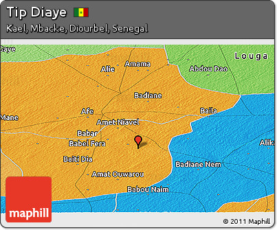 Political Panoramic Map of Tip Diaye