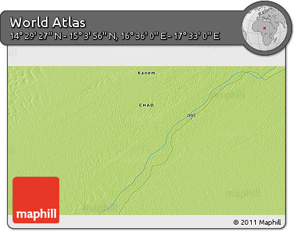 Physical 3D Map of the Area around 14° 46' 42" N, 17° 4' 30" E