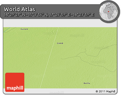Physical 3D Map of the Area around 14° 46' 42" N, 17° 55' 29" E