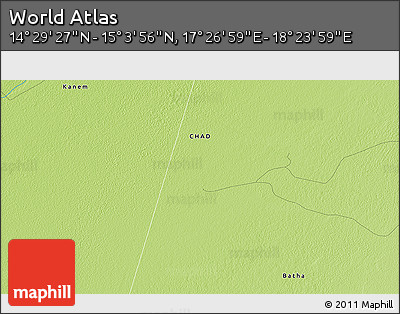 Physical 3D Map of the Area around 14° 46' 42" N, 17° 55' 29" E
