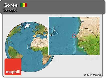 Satellite Location Map of Gorée