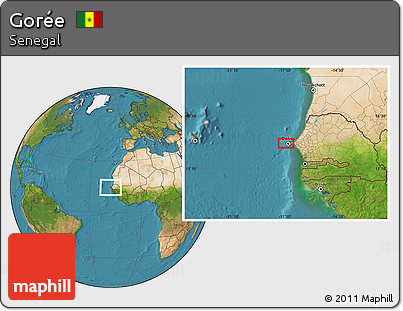 Satellite Location Map of Gorée