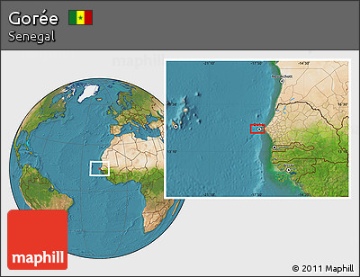 Satellite Location Map of Gorée
