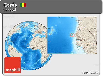 Shaded Relief Location Map of Gorée