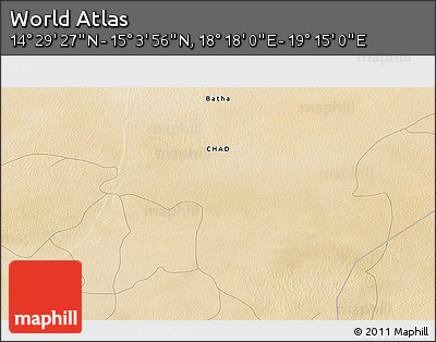 Satellite 3D Map of the Area around 14° 46' 42" N, 18° 46' 29" E
