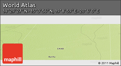 Physical Panoramic Map of the Area around 14° 46' 42" N, 19° 37' 30" E
