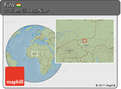 Savanna Style Location Map of Firo, hill shading