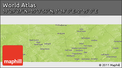 Physical Panoramic Map of the Area around 14° 46' 42" N, 1° 46' 29" E