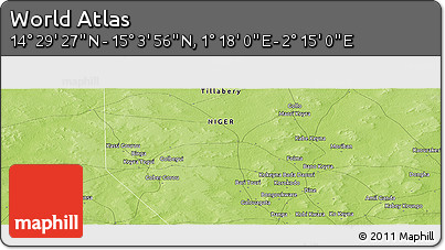 Physical Panoramic Map of the Area around 14° 46' 42" N, 1° 46' 29" E