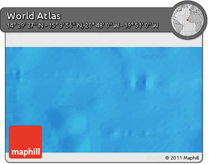 Physical 3D Map of the Area around 14° 46' 42" N, 20° 19' 30" W