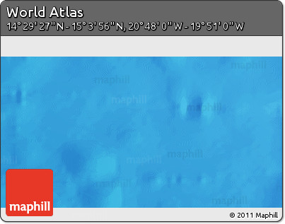 Physical 3D Map of the Area around 14° 46' 42" N, 20° 19' 30" W