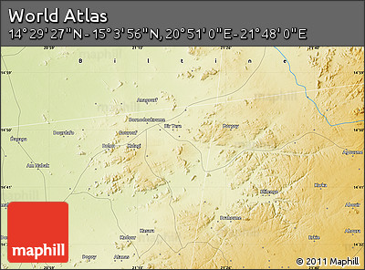 Physical Map of the Area around 14° 46' 42" N, 21° 19' 30" E