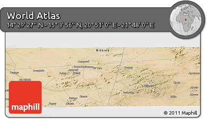 Satellite Panoramic Map of the Area around 14° 46' 42" N, 21° 19' 30" E