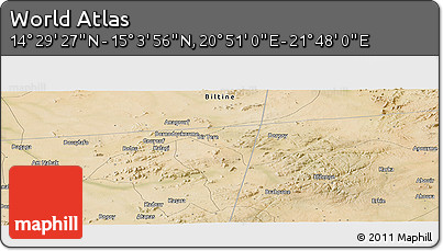 Satellite Panoramic Map of the Area around 14° 46' 42" N, 21° 19' 30" E
