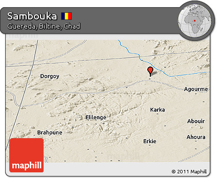 Shaded Relief Panoramic Map of Sambouka