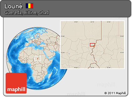 Shaded Relief Location Map of Louné