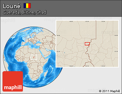 Shaded Relief Location Map of Louné