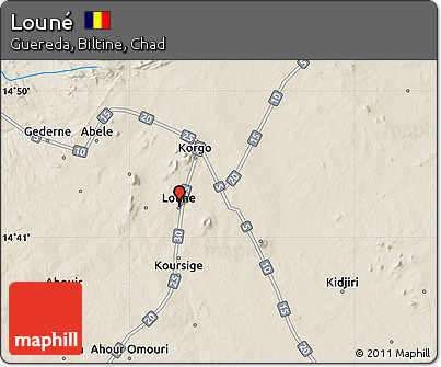 Shaded Relief Map of Louné