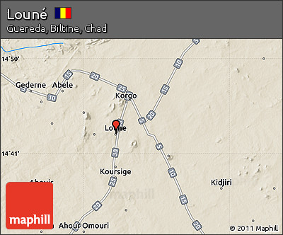 Shaded Relief Map of Louné