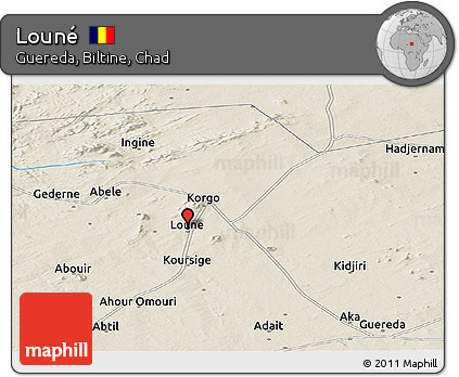 Shaded Relief Panoramic Map of Louné