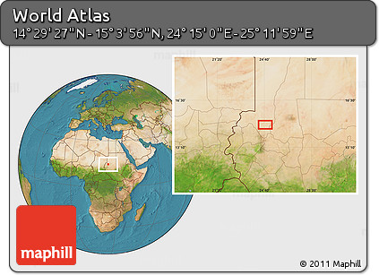 Satellite Location Map of the Area around 14° 46' 42" N, 24° 43' 30" E