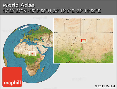 Satellite Location Map of the Area around 14° 46' 42" N, 24° 43' 30" E
