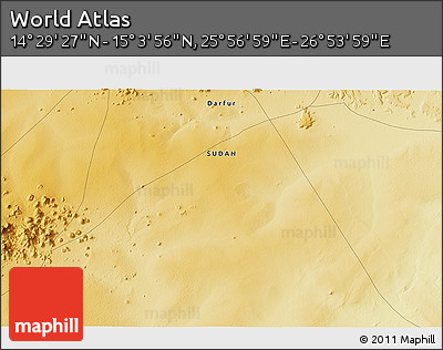 Physical 3D Map of the Area around 14° 46' 42" N, 26° 25' 29" E