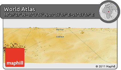 Physical Panoramic Map of the Area around 14° 46' 42" N, 26° 25' 29" E