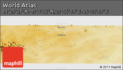 Physical Panoramic Map of the Area around 14° 46' 42" N, 26° 25' 29" E
