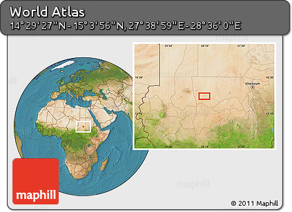 Satellite Location Map of the Area around 14° 46' 42" N, 28° 7' 30" E