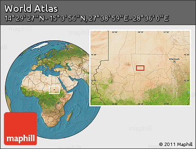 Satellite Location Map of the Area around 14° 46' 42" N, 28° 7' 30" E
