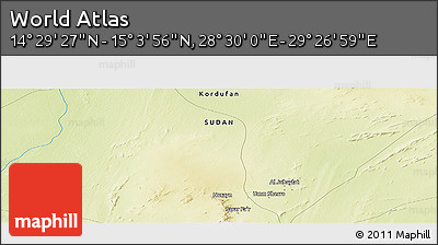 Physical Panoramic Map of the Area around 14° 46' 42" N, 28° 58' 30" E