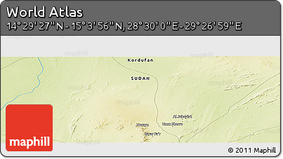 Physical Panoramic Map of the Area around 14° 46' 42" N, 28° 58' 30" E