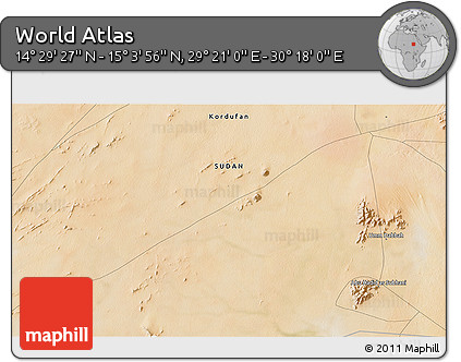 Satellite 3D Map of the Area around 14° 46' 42" N, 29° 49' 30" E