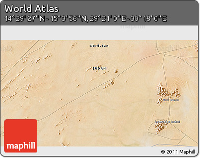 Satellite 3D Map of the Area around 14° 46' 42" N, 29° 49' 30" E