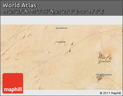 Satellite 3D Map of the Area around 14° 46' 42" N, 29° 49' 30" E