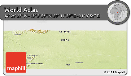 Physical Panoramic Map of the Area around 14° 46' 42" N, 30° 40' 29" E